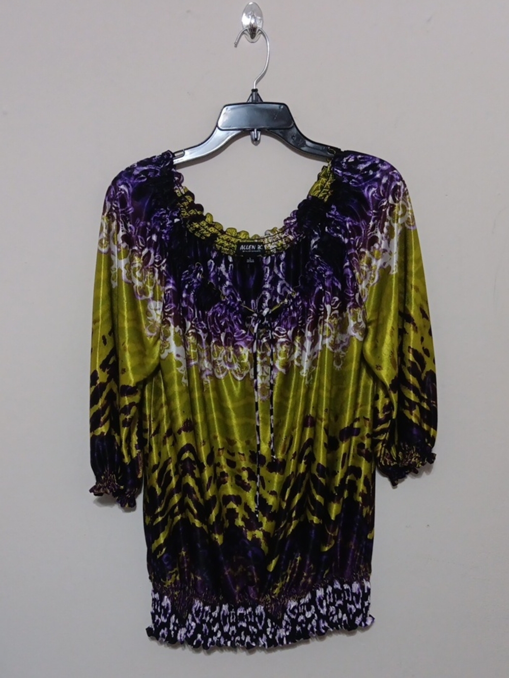 Purple & Green Animal Floral Blouse 26" Inches Ptp